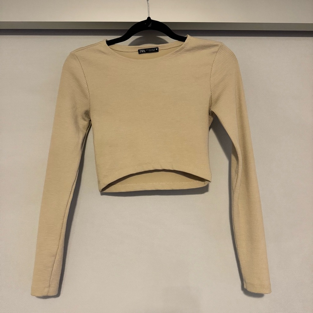 Tan Cropped Long Sleeve